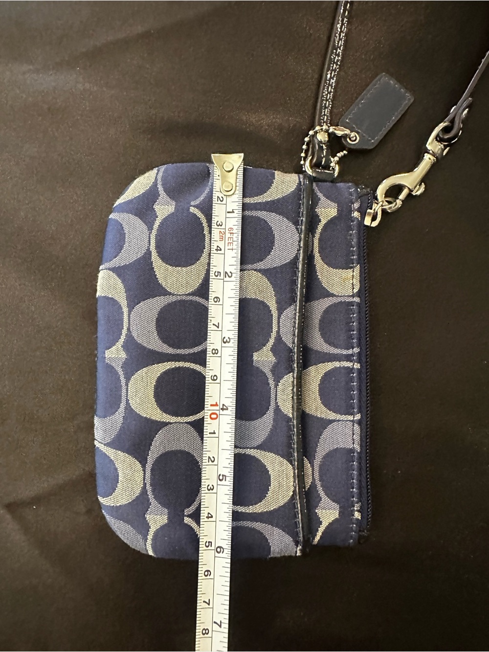 Coach Navy and Silver Signature Charm Wristlet - Picture 8 of 8